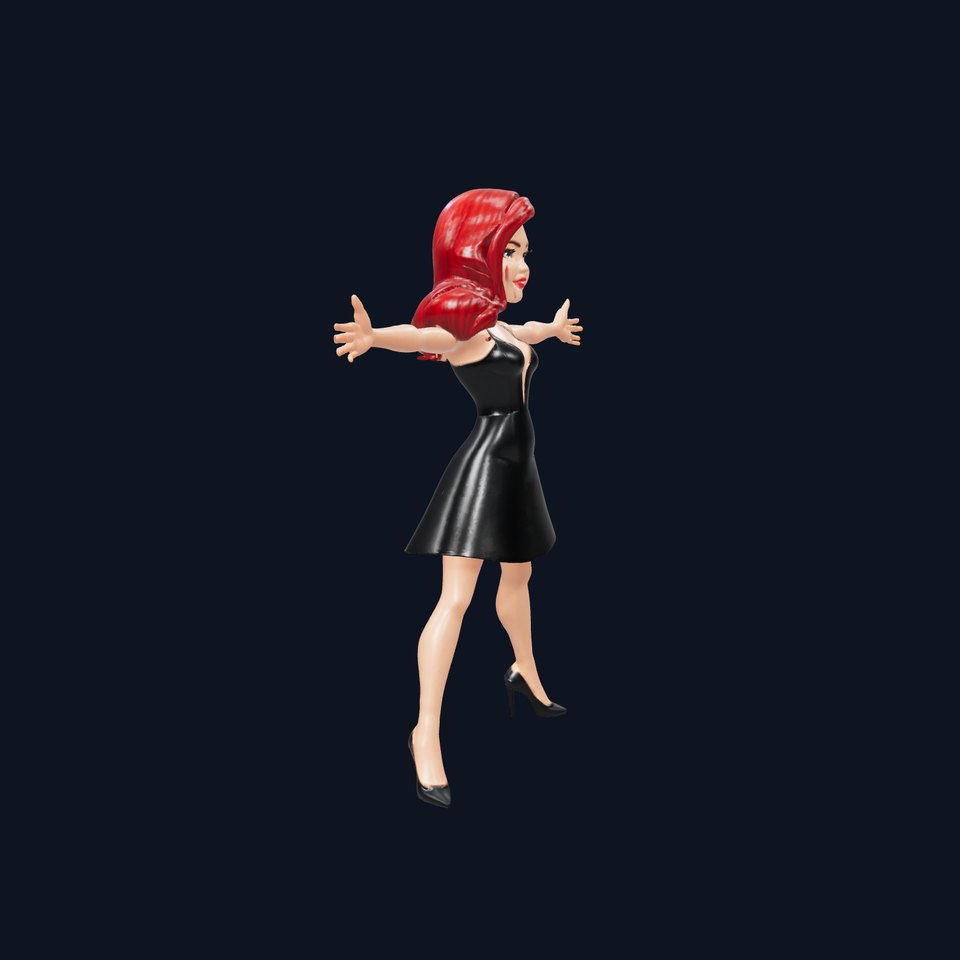 Elegant Black Dress Character model pack